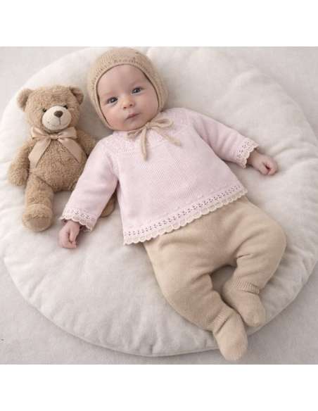1000035R CONJUNTO BEBE HILO ALMA 3 PIEZAS