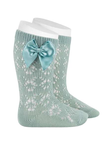 25062 495 BRUMA PERLE GEOMETRIC OPENWORK KNEE HIGH SOCKS WITH BOW BRAND CONDOR