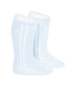25692 410 SKY-BLUE HIGH PERLE SOCKS BRAND CONDOR