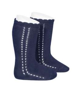 25692 480 NAVY HIGH PERLE SOCKS BRAND CONDOR