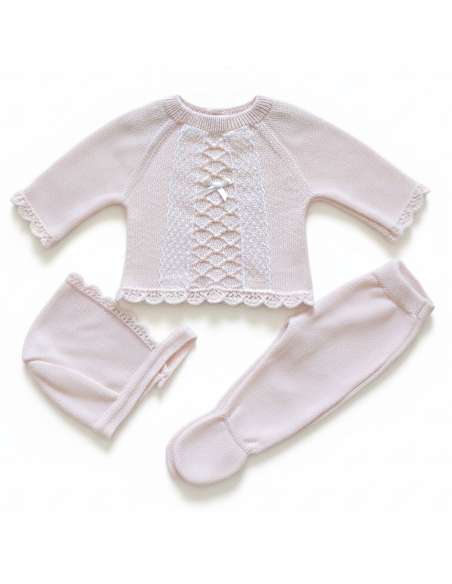 26C1005 ROSA BABY WOOL SET THREE PIECES BRAND PELOTTAS