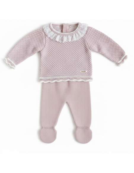 DA-9800 ROSA PALO BABY WOOL SET TWO PIECES BRAND DON ALGODON