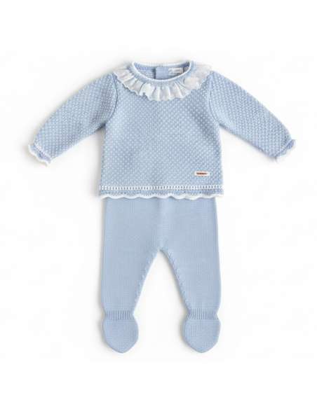 DA-9800 BLUE BABY WOOL SET TWO PIECES BRAND DON ALGODON