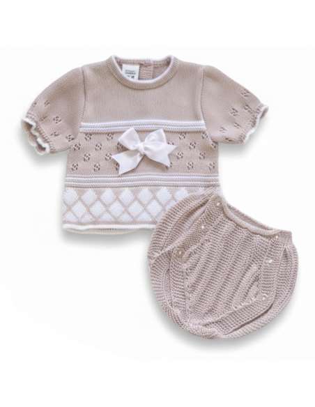 03213C ROSA PALO KNIT BABY SET TWO PIECES BRAND LA CASITA DE PEPITO
