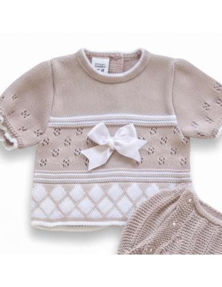 03213C ROSA PALO KNIT BABY SET TWO PIECES BRAND LA CASITA DE PEPITO