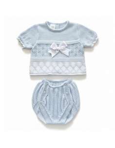 03213C BLUE KNIT BABY SET TWO PIECES BRAND LA CASITA DE...
