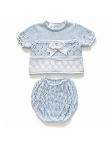 03213C BLUE KNIT BABY SET TWO PIECES BRAND LA...