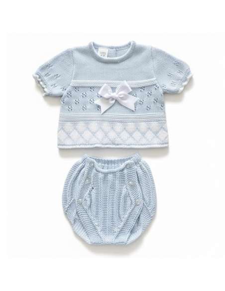 03213C BLUE KNIT BABY SET TWO PIECES BRAND LA CASITA DE PEPITO
