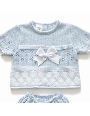 03213C BLUE KNIT BABY SET TWO PIECES BRAND LA...