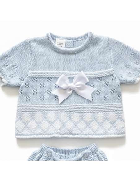 03213C BLUE KNIT BABY SET TWO PIECES BRAND LA CASITA DE PEPITO