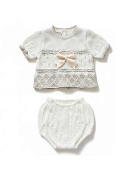 03213C RAW KNIT BABY SET TWO PIECES BRAND LA CASITA DE PEPITO