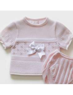 03213C PINK Conjunto de bebé de punto perlé DOS PIEZAS... 2