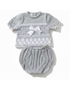 03213C GREY KNIT BABY SET TWO PIECES BRAND LA CASITA DE...