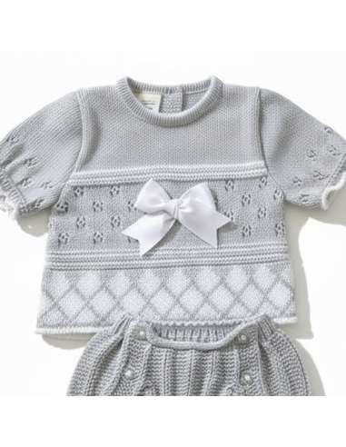 03213C GREY KNIT BABY SET TWO PIECES BRAND LA...