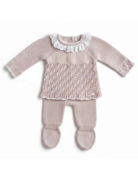 DA-9809 ROSA PALO KNITTED CHILDREN'S SET TWO PIECES BRAND DON ALGODON