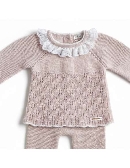 DA-9809 ROSA PALO KNITTED CHILDREN'S SET TWO PIECES BRAND DON ALGODON