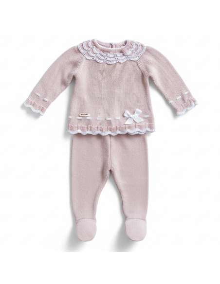 DA-9807 ROSA PALO KNITTED CHILDREN'S SET TWO PIECES BRAND DON ALGODON