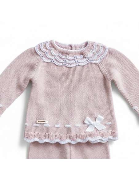 DA-9807 ROSA PALO KNITTED CHILDREN'S SET TWO PIECES BRAND DON ALGODON