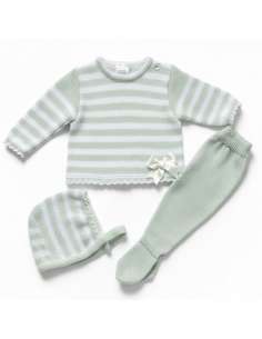 3416 GREEN BABY WOOL SET THREE PIECES BRAND LA CASITA DE...