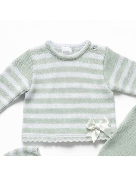 3416 GREEN BABY WOOL SET THREE PIECES BRAND LA CASITA DE PEPITO