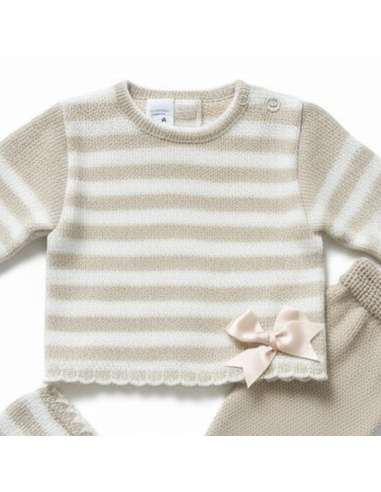 3416 BEIGE BABY WOOL SET THREE PIECES BRAND LA...