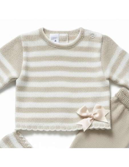 3416 BEIGE BABY WOOL SET THREE PIECES BRAND LA CASITA DE PEPITO