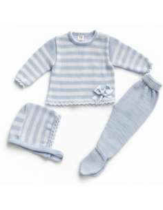 3416 BLUE BABY WOOL SET THREE PIECES BRAND LA CASITA DE...