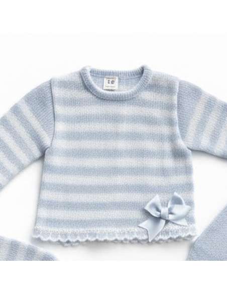 3416 BLUE BABY WOOL SET THREE PIECES BRAND LA CASITA DE PEPITO