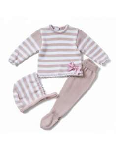 3416 ROSA PALO BABY WOOL SET THREE PIECES BRAND LA CASITA...