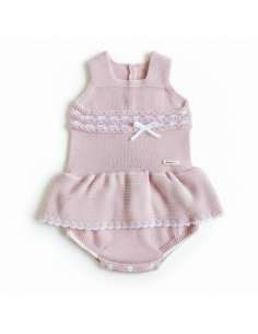 DA-9821 ROSA PALO knit romper for baby BRAND DON ALGODON