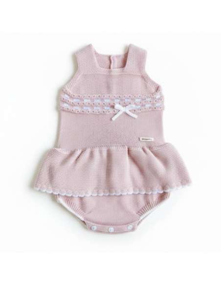 DA-9821 ROSA PALO knit romper for baby BRAND DON ALGODON