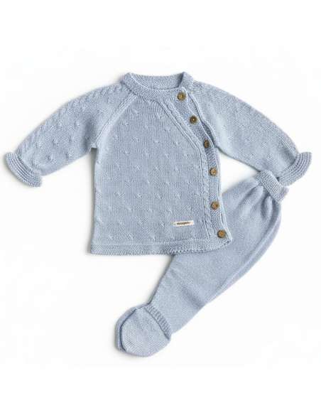 DA-25 BLUE KNITTED CHILDREN'S SET TWO PIECES BRAND DON ALGODON