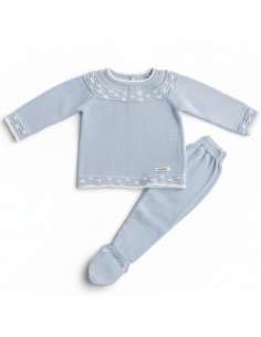 DA-31 CELESTE  CONJUNTO LANA DOS PIEZAS MARCA DON ALGODON