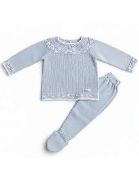 DA-31 BLUE KNITTED CHILDREN'S SET TWO PIECES BRAND DON ALGODON