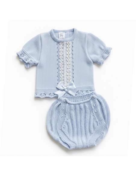 03414C BLUE KNIT BABY SET TWO PIECES BRAND LA CASITA DE PEPITO