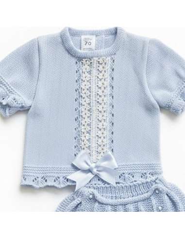03414C BLUE KNIT BABY SET TWO PIECES BRAND LA...