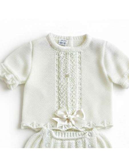 03414C RAW KNIT BABY SET TWO PIECES BRAND LA CASITA DE PEPITO
