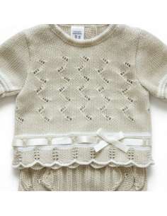03415C BEIGE  KNIT BABY SET TWO PIECES BRAND LA CASITA DE... 2