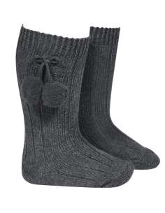 30152 Canalé Tassel Socks, Charcoal Gray, Size 290