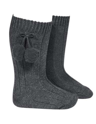 30152 Canalé Tassel Socks, Charcoal Gray, Size 290