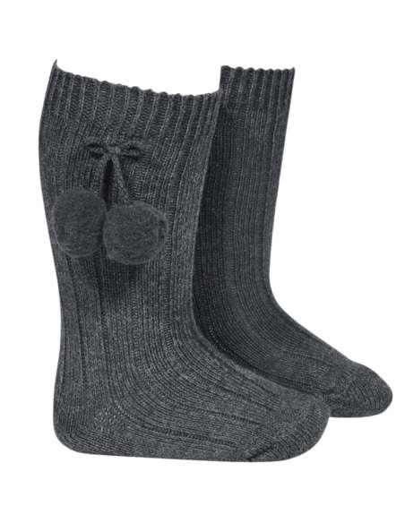 30152 Canalé Tassel Socks, Charcoal Gray, Size 290