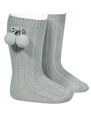 30152 Canalé Socks with Tassels, Dark Green 756
