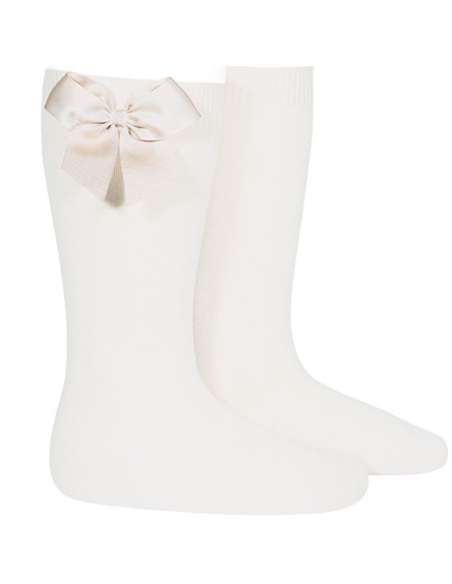 24822 Cream Grosgrain Bow Socks 202