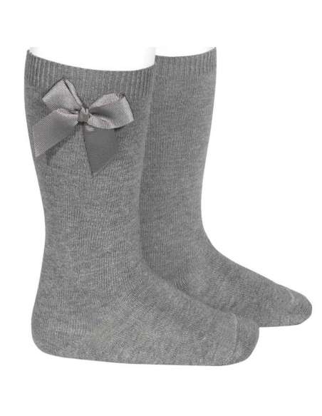 24822 Light Gray Grosgrain Bow Socks 230