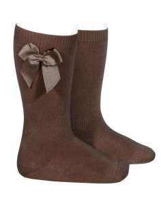 24822 Brown Grosgrain Bow Socks 390