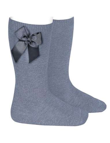 24822 Steel-Colored Grosgrain Bow Socks 402