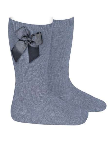 24822 Steel-Colored Grosgrain Bow Socks 402
