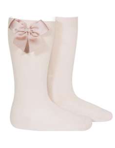 24822 Nude Grosgrain Bow Socks 674