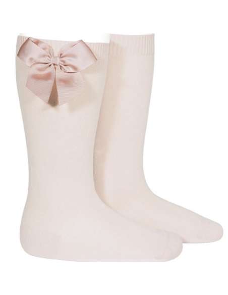 24822 Nude Grosgrain Bow Socks 674