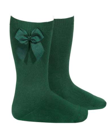 24822 Bottle Green Grosgrain Bow Socks 780